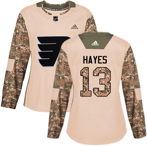 Adidas Flyers #13 Kevin Hayes Camo Authentic 2017 Veterans Day Women's Stitched NHL Jersey